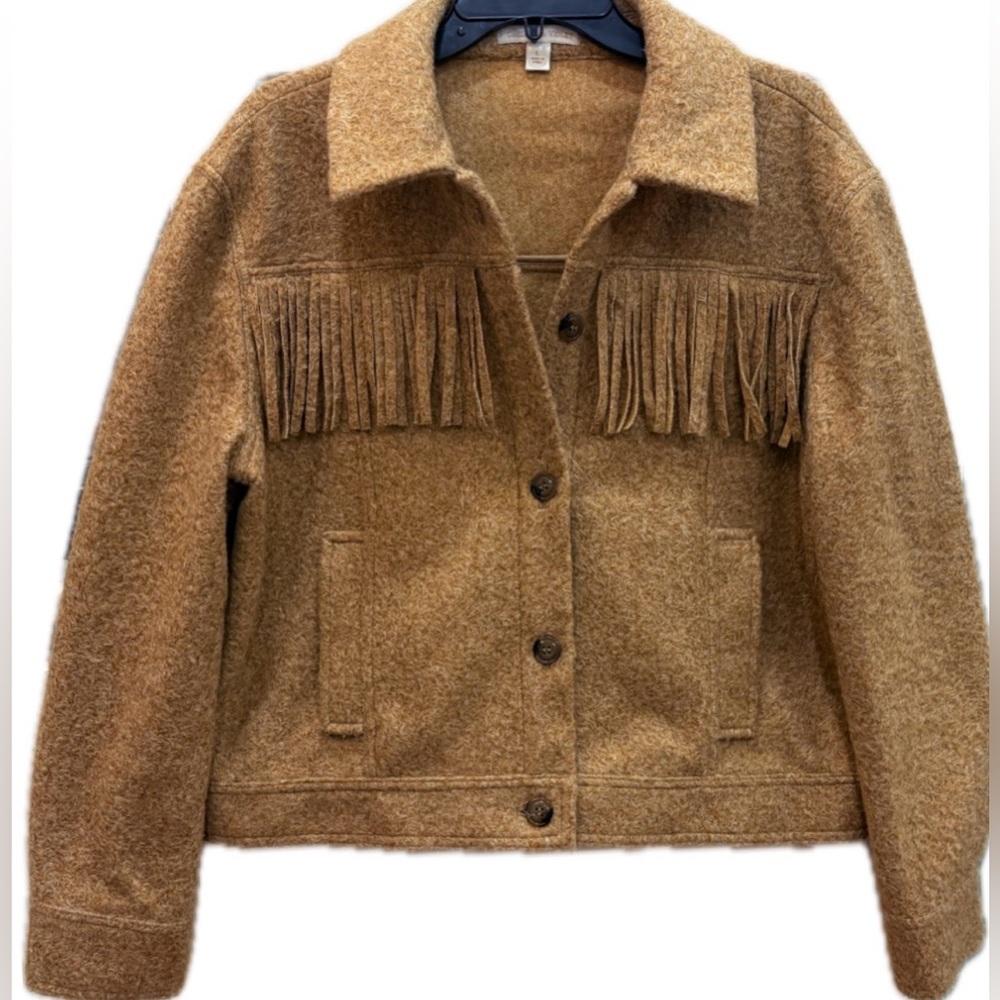 Chelsea & Violet- marled wool fringe jacket